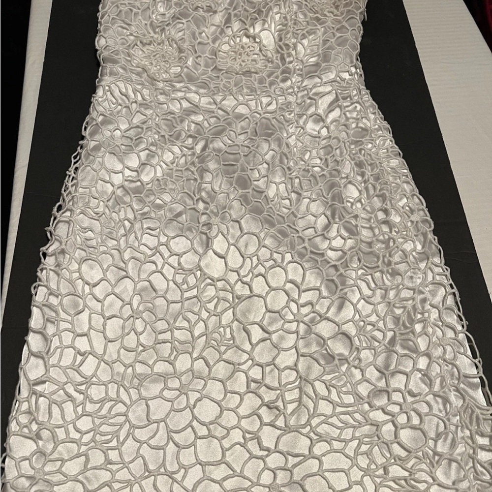 Ann Taylor Strapless White Floral Dress 4P